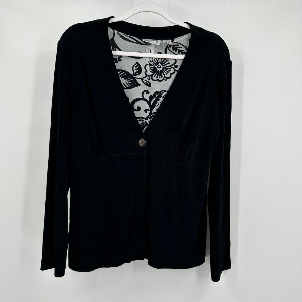 Chicos Travelers Womens Minimalist Jacket Blazer Sz 2 US L Slinky Capsule Office